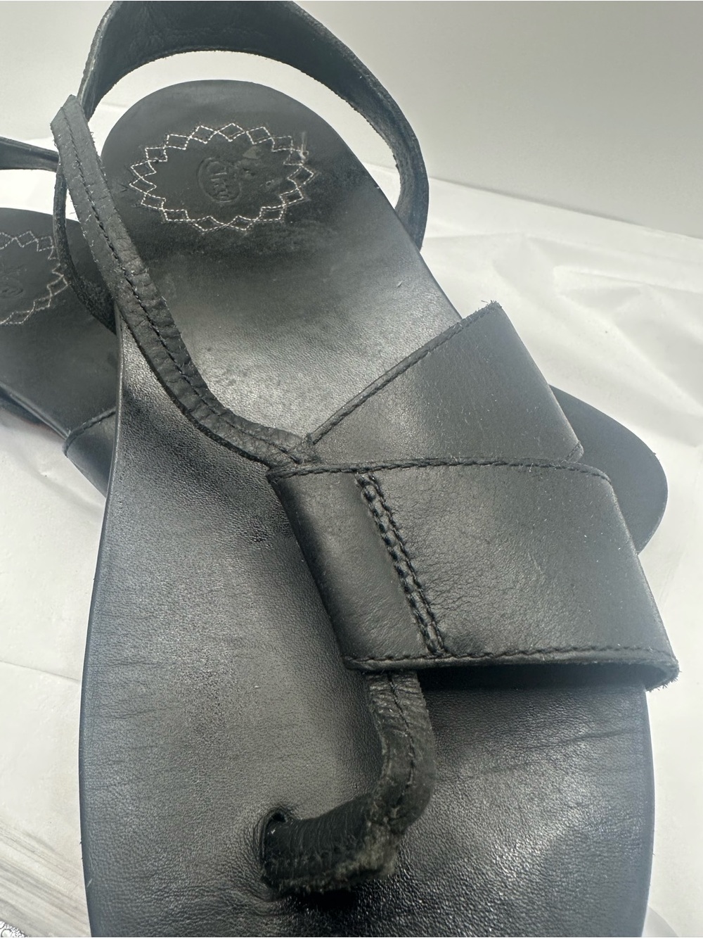 Chaco Women's Black Leather Toe-Loop Sandals - Picture 8 of 10